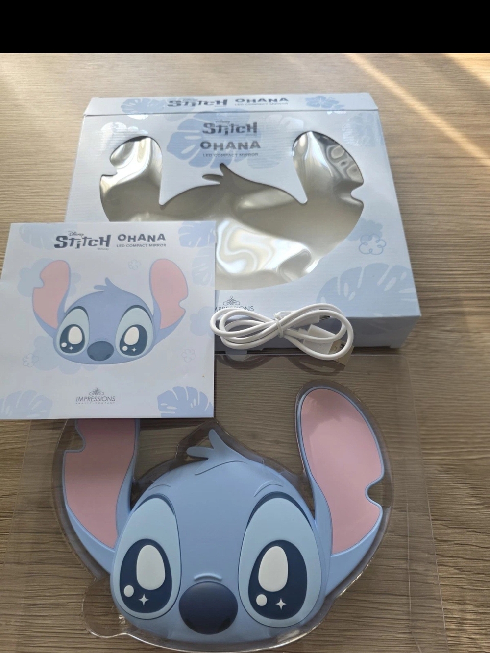 Disney Stitch Ohana Light Blue and Pink LED Compact Mirror